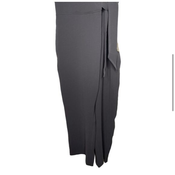Brochu Walker Sheyla Otter gray wrap front tie waist jumpsuit size Medium - Picture 5 of 14